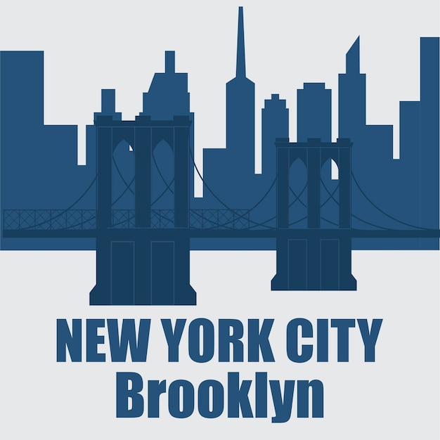 New York Brooklyn Bridge typografie voor t-shirt print Gestileerde Brooklyn Bridge silhouet
