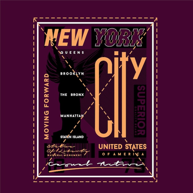 Vettore new york city abstract graphic t shirt design tipografia illustrazione vettoriale stile casual