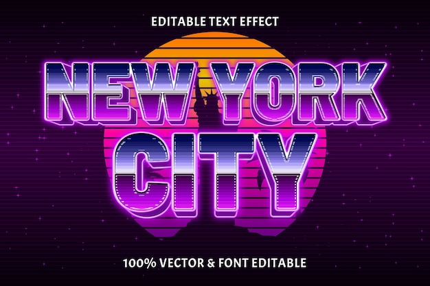 New york city bewerkbare teksteffect retro-stijl