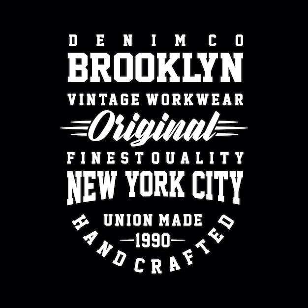 Нью-Йорк Бруклин оригинальный типографский дизайн футболка готова к печати премиум вектор