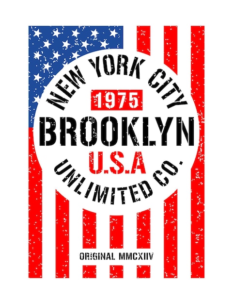 Vettore design della maglietta con stampa tipografica di new york city brooklyn