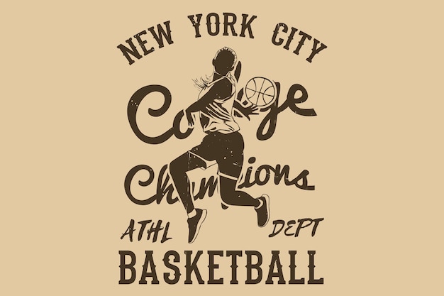 New york city college champions basketball silhouette design