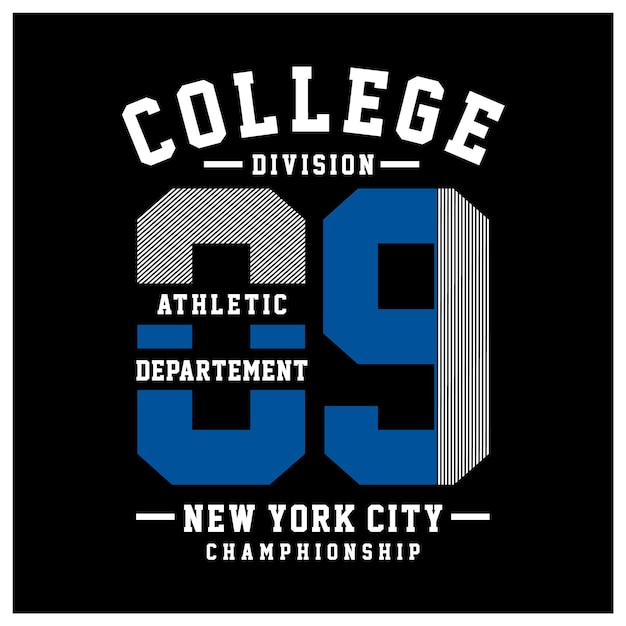 New york city college divisie vintage t-shirt grafische vector kunst