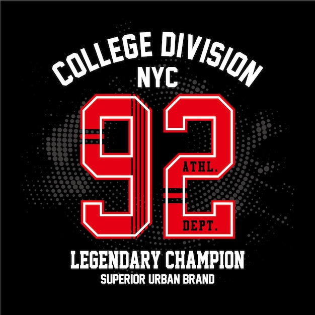 New york city college division typography for print t shirt