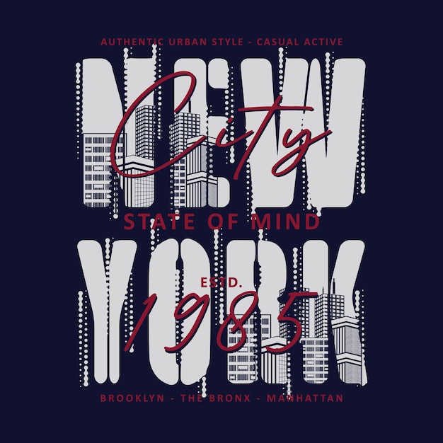 Illustrazione vettoriale di tipografia di design t-shirt stile moda grafica di new york city