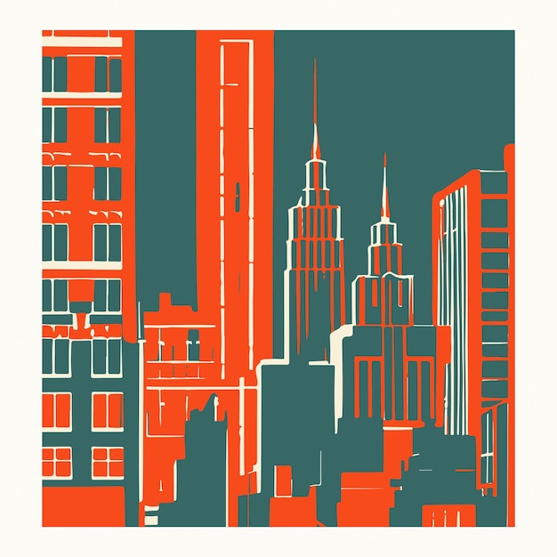 Vector new york city illustration geometric minimalist art