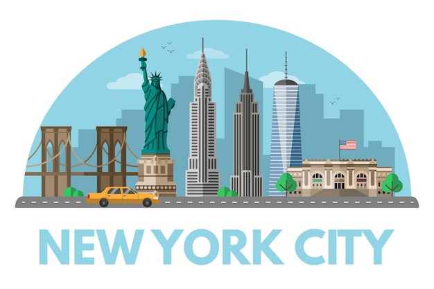 Vector new york city illustration united states modern metropolis