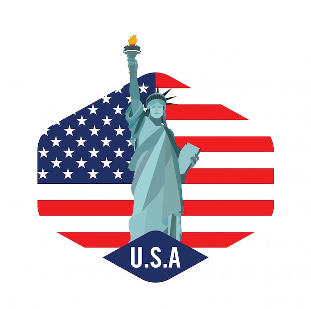 Vector new york city logo with statue of liberty