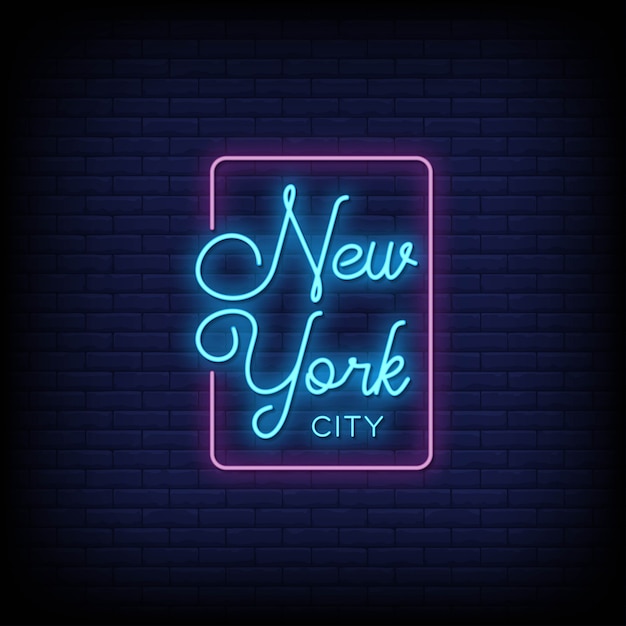 Vettore stile delle insegne al neon di new york city