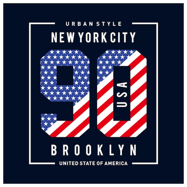 New york city print with number flag vector illustration