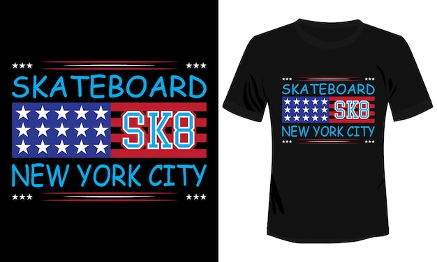 ニューヨーク市スケート ボード SK8 T シャツ デザイン ベクトル図