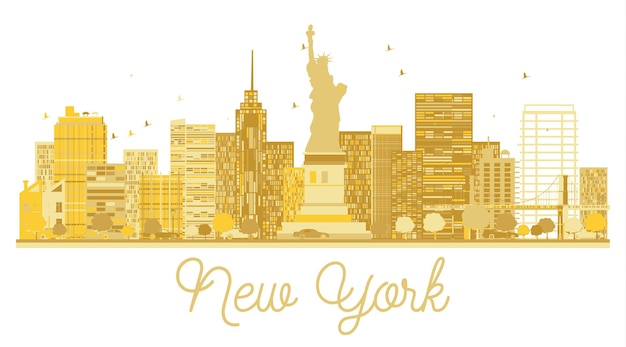 New york city skyline golden silhouette. vector illustration.