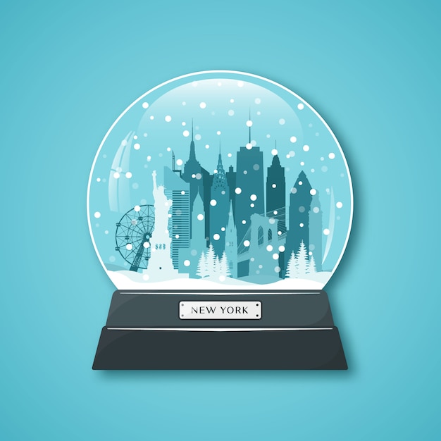 Vector new york city snow globe.