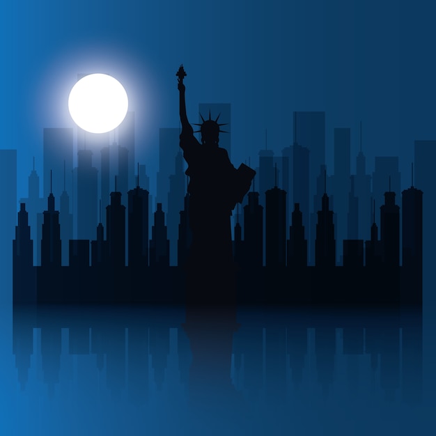 Vector new york city statue of liberty scene