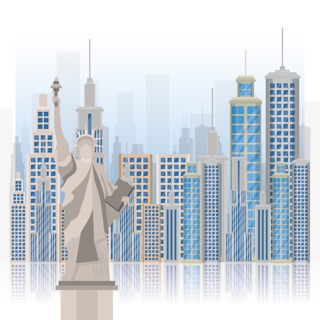 Vector new york city statue of liberty scene