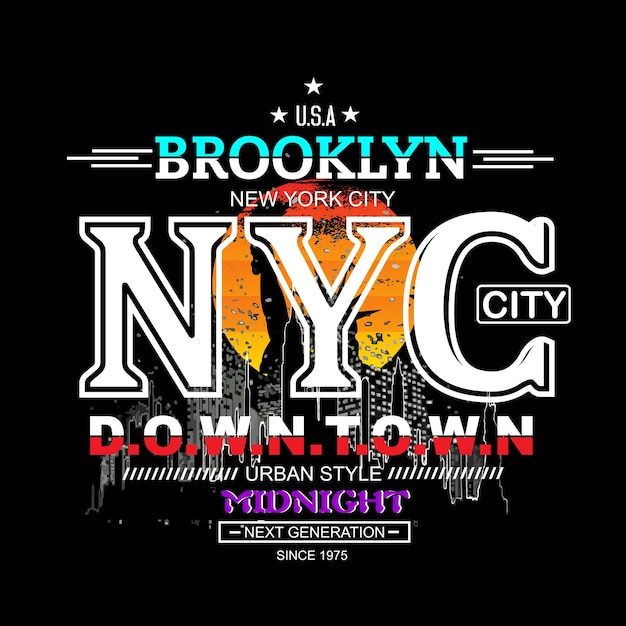 New york city tee graphic typography for print t shirt illustration vector art