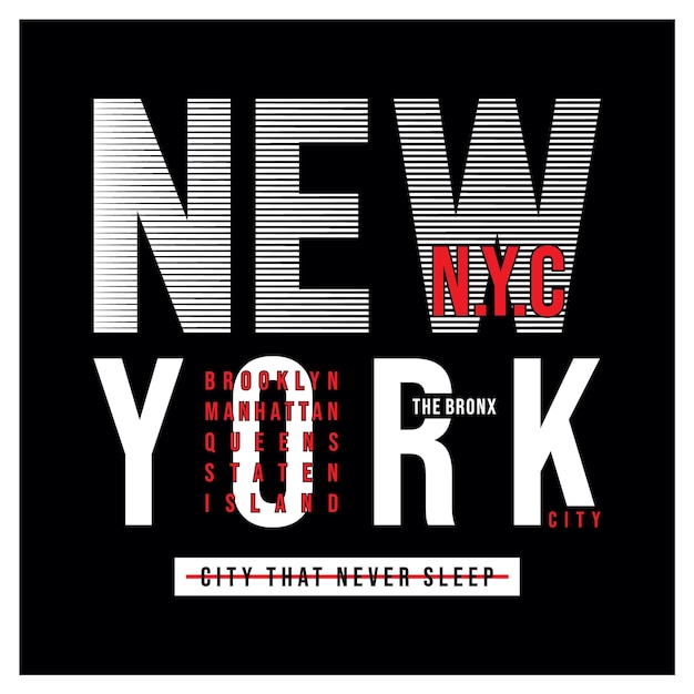 New york city typografie t-shirt print vectorillustratie