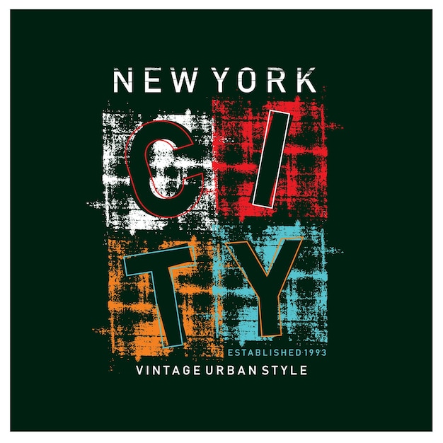 Design tipografico di new york city con vettore di effetto grunge premium