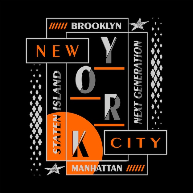 Progettazione grafica di tipografia di new york city per il vettore dell'illustrazione della maglietta della stampa