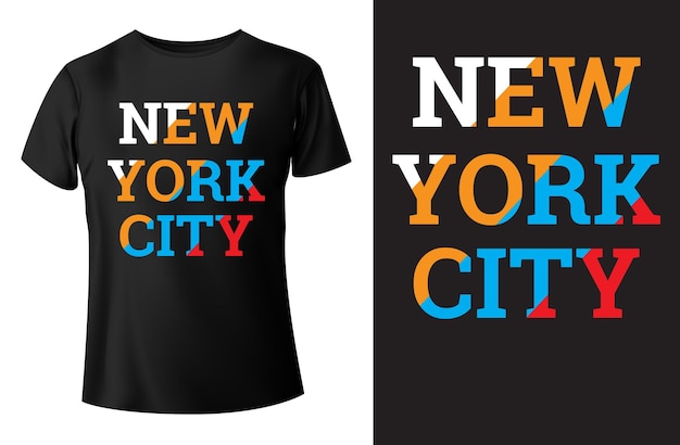 뉴욕시 타이포그래피 티셔츠 디자인 및 벡터 템플릿