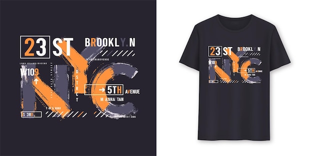 Типография векторного дизайна городской графической футболки Нью-Йорка