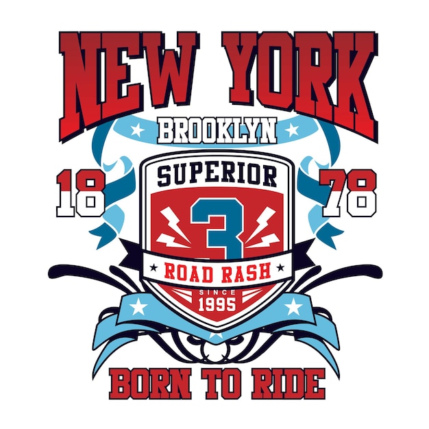 New york city vintage design born to ride typography premium vector