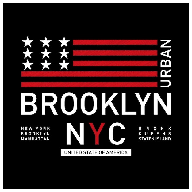 New york city with american flag for t shirt design