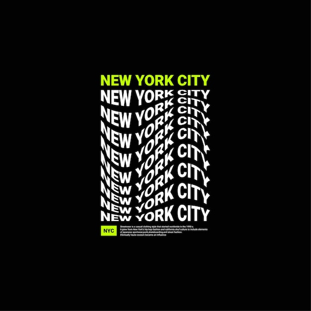 스크린 인쇄 티셔츠, 옷, 재킷 및 기타에 적합한 뉴욕시 쓰기 디자인