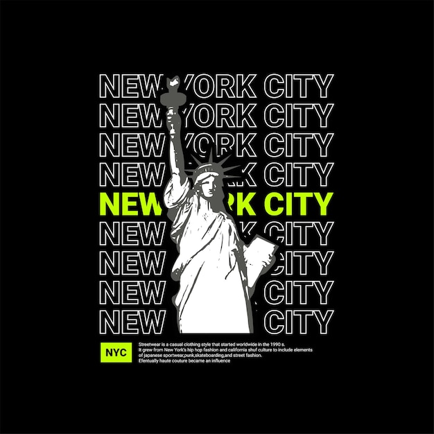 Tシャツ、洋服、ジャケットなどのスクリーン印刷に適したニューヨーク市のライティングデザイン