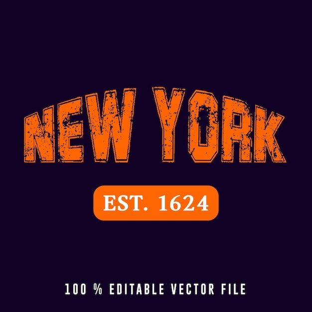 ニューヨークの編集可能なテキスト効果グランジ スタイル ベクトル
