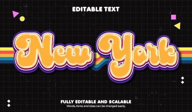 New York editable text effect retro style