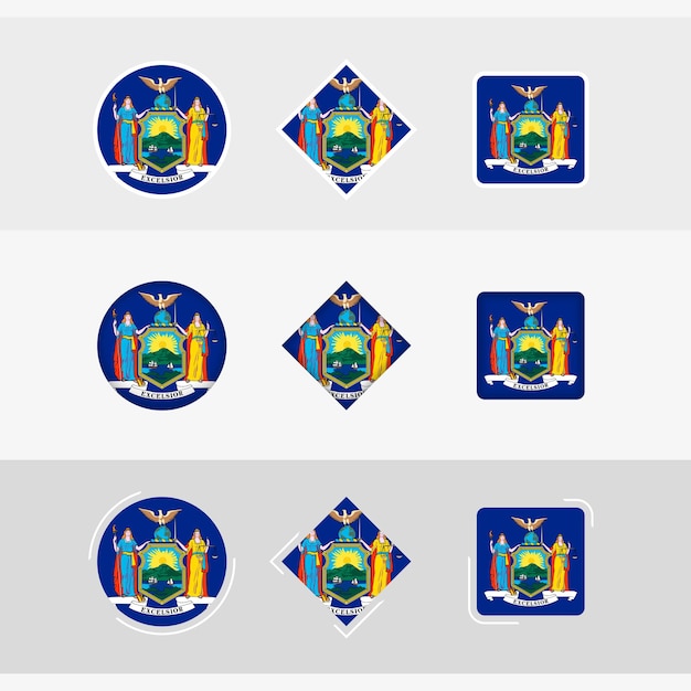 New york flag icons set vector flag of new york