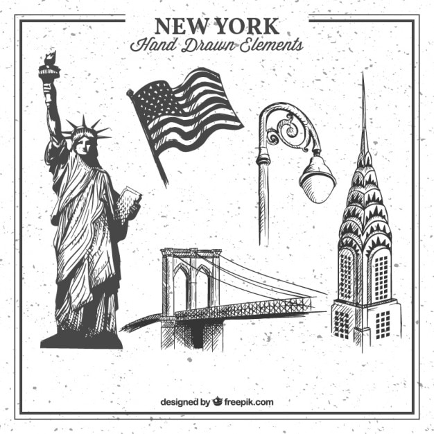 Vector new york hand drawn elements collection