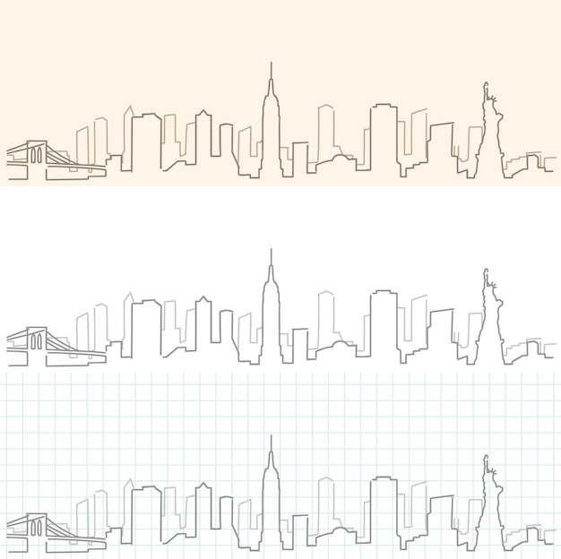 ニューヨークの手描きのスカイライン