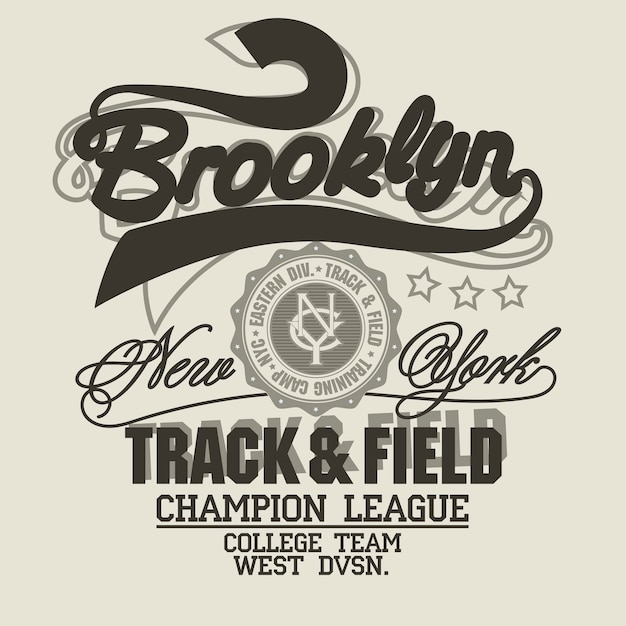 New York print, Brooklyn Sport wear typography emblem, t-shirt stamp graphics, tee print, athletic apparel design. Vector