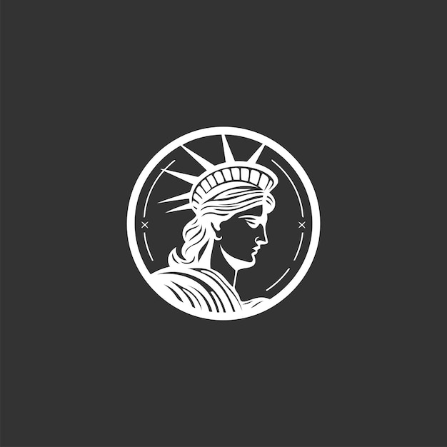 Vector new york statue of liberty american symbolface freedom drawing art logo design template illustrati