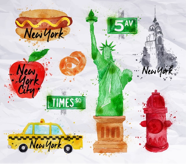 Vector new york symbols 