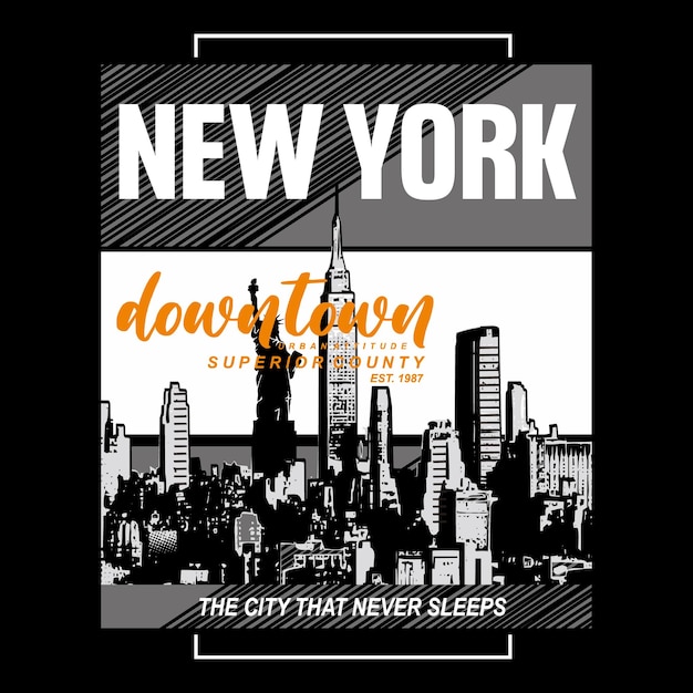 New York-tekst met achtergrondgebouw vectorontwerp