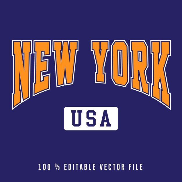 New York text effect vector Editable college tshirt design printable vector