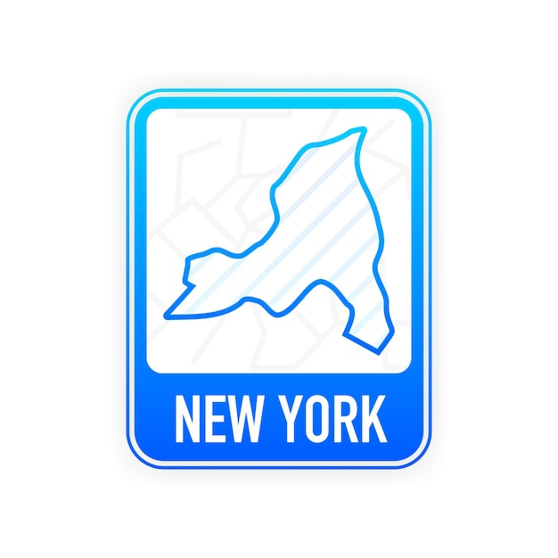 ニューヨーク-米国の州。青い看板に白い色の等高線。アメリカ合衆国の地図。ベクトルイラスト。