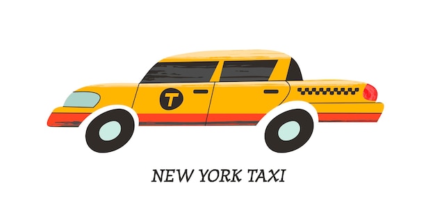 ニューヨークの黄色いタクシー。ベクトルイラスト。
