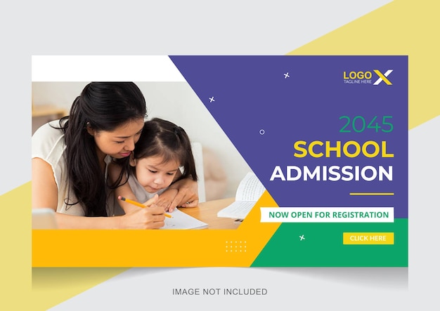 New youtube video School admission thumbnail and modern web banner template