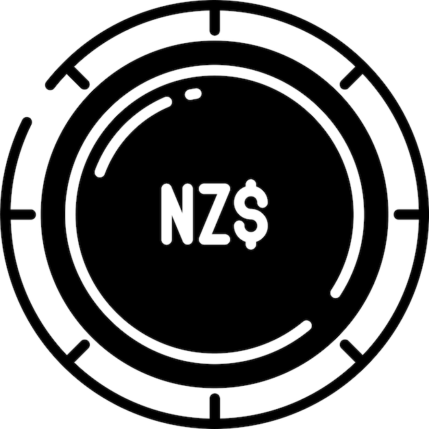 New Zealand Dollar coin glyph and line vector illustration