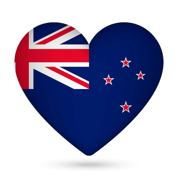 Vector new zealand flag in heart shape vector illustration