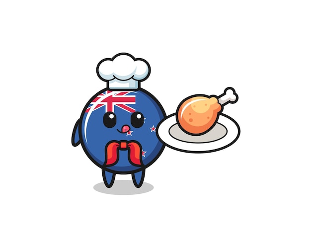 Новозеландский жареный цыпленок шеф-повар мультипликационный персонаж