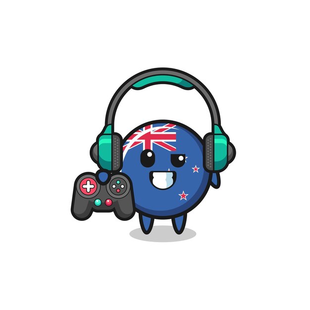 new zealand gamer mascot holding a game controller
