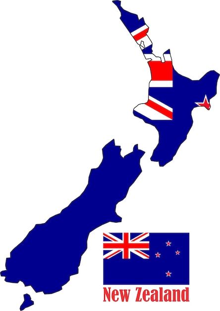 New Zealand Map and Flag