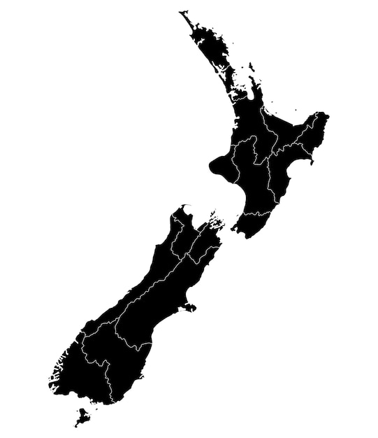 New zealand map map of new zealand in administrative provinces in black color