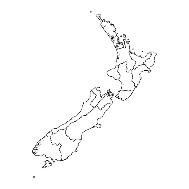 Vector new zealand map with administrative divisions vector illustration