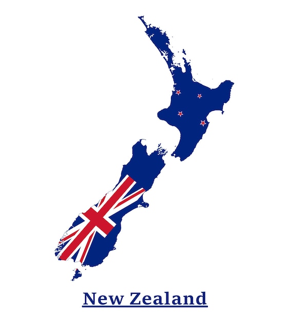 Vector new zealand national flag map design, illustration of new zealand country flag inside the map